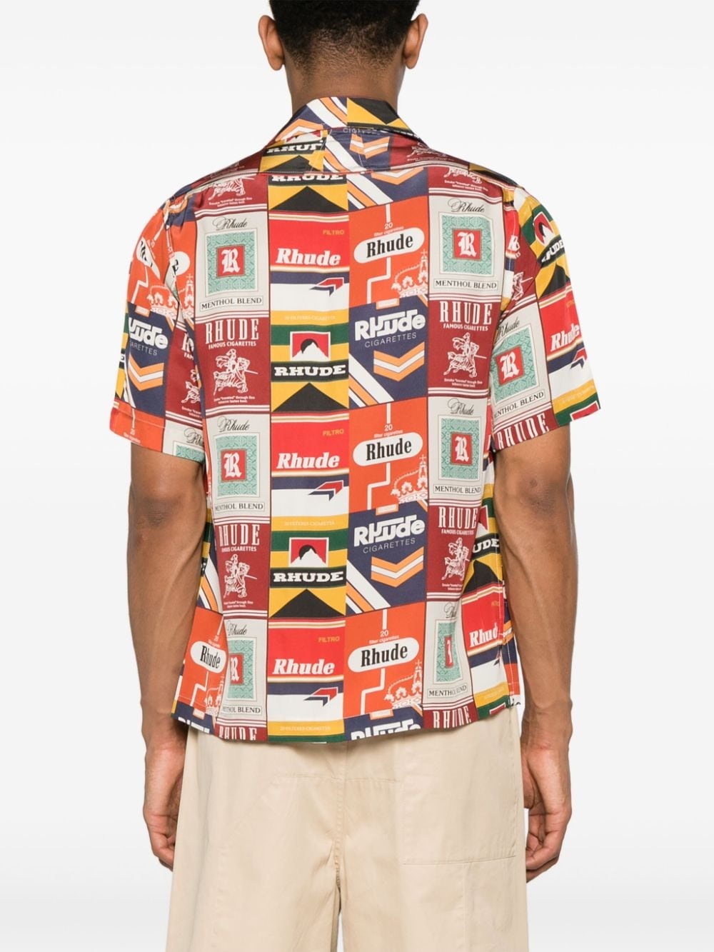 Cigarette-print silk shirt - 4