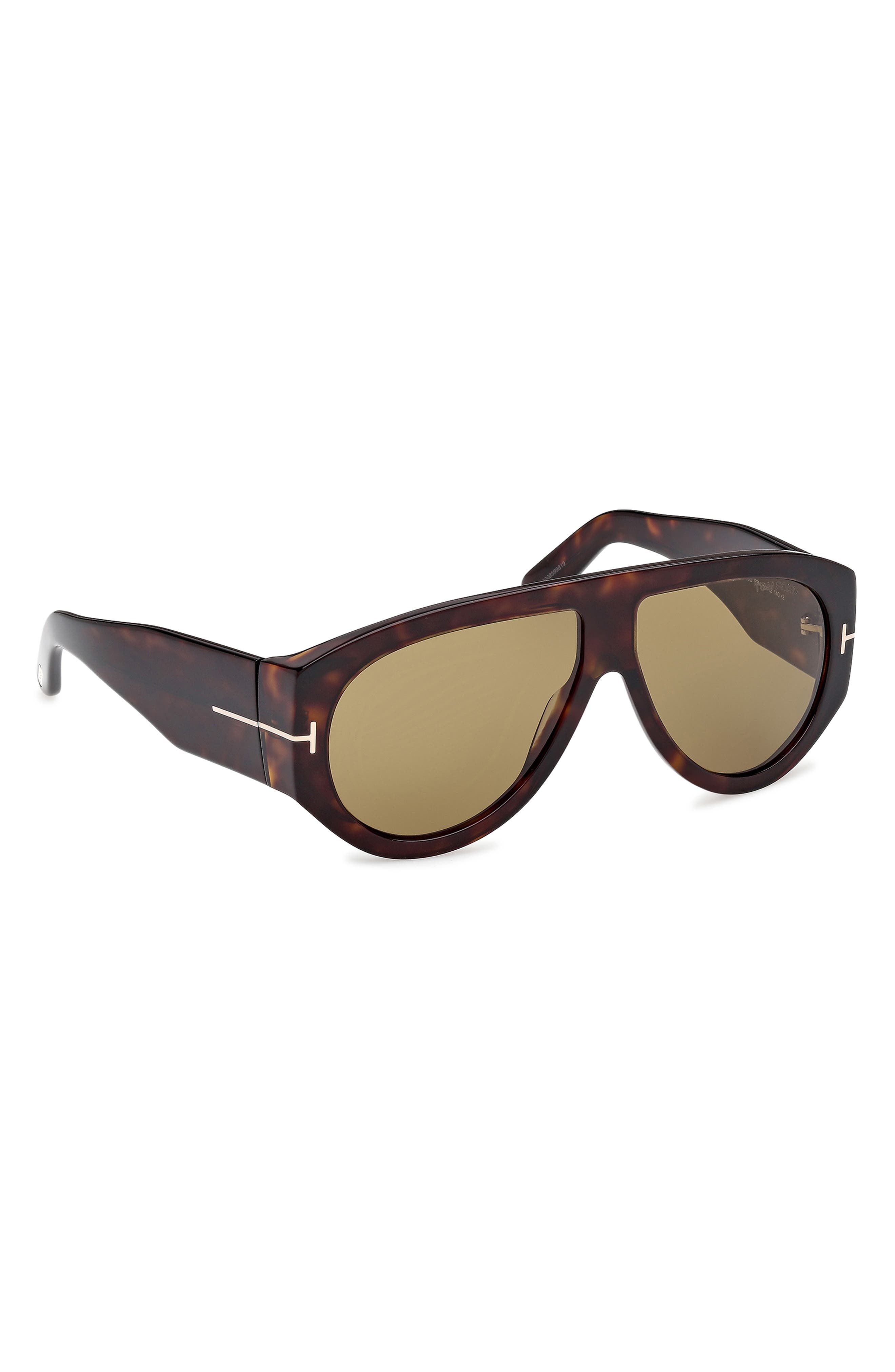 TOM FORD Bronson 60mm Aviator Sunglasses in Classic Dark Havana/Green at Nordstrom - 6