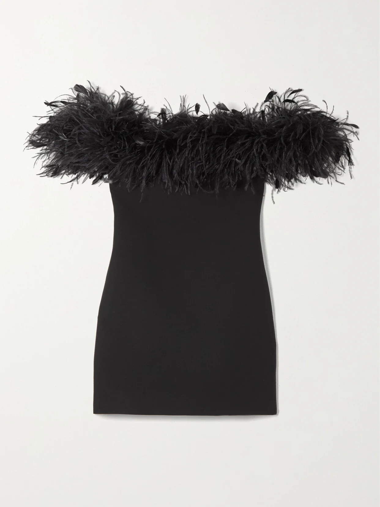 Feather-trimmed Wool And Silk-blend Mini Dress - 1