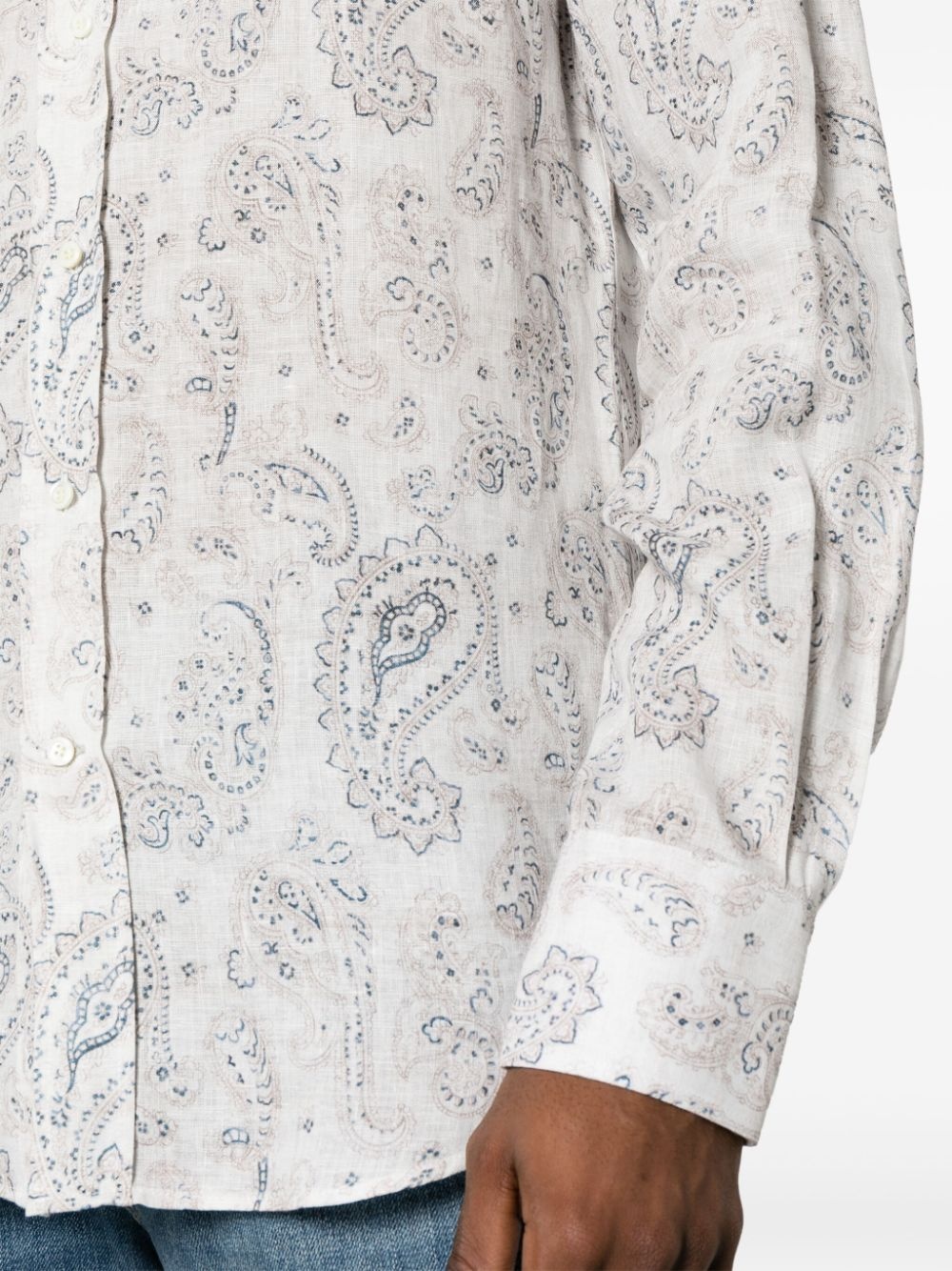paisley-print linen shirt - 9