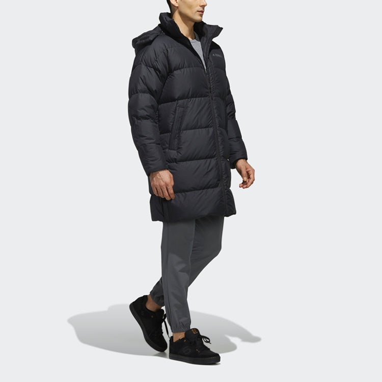 adidas Outdoor protection against cold Stay Warm hooded mid-length Down Jacket Black EH4983 - 6