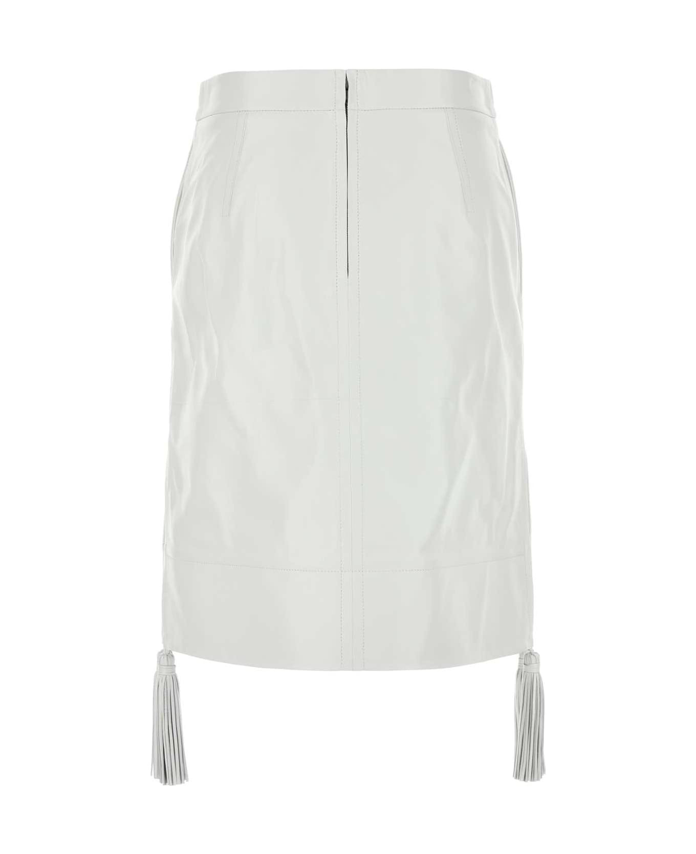 White Leather Skirt - 2