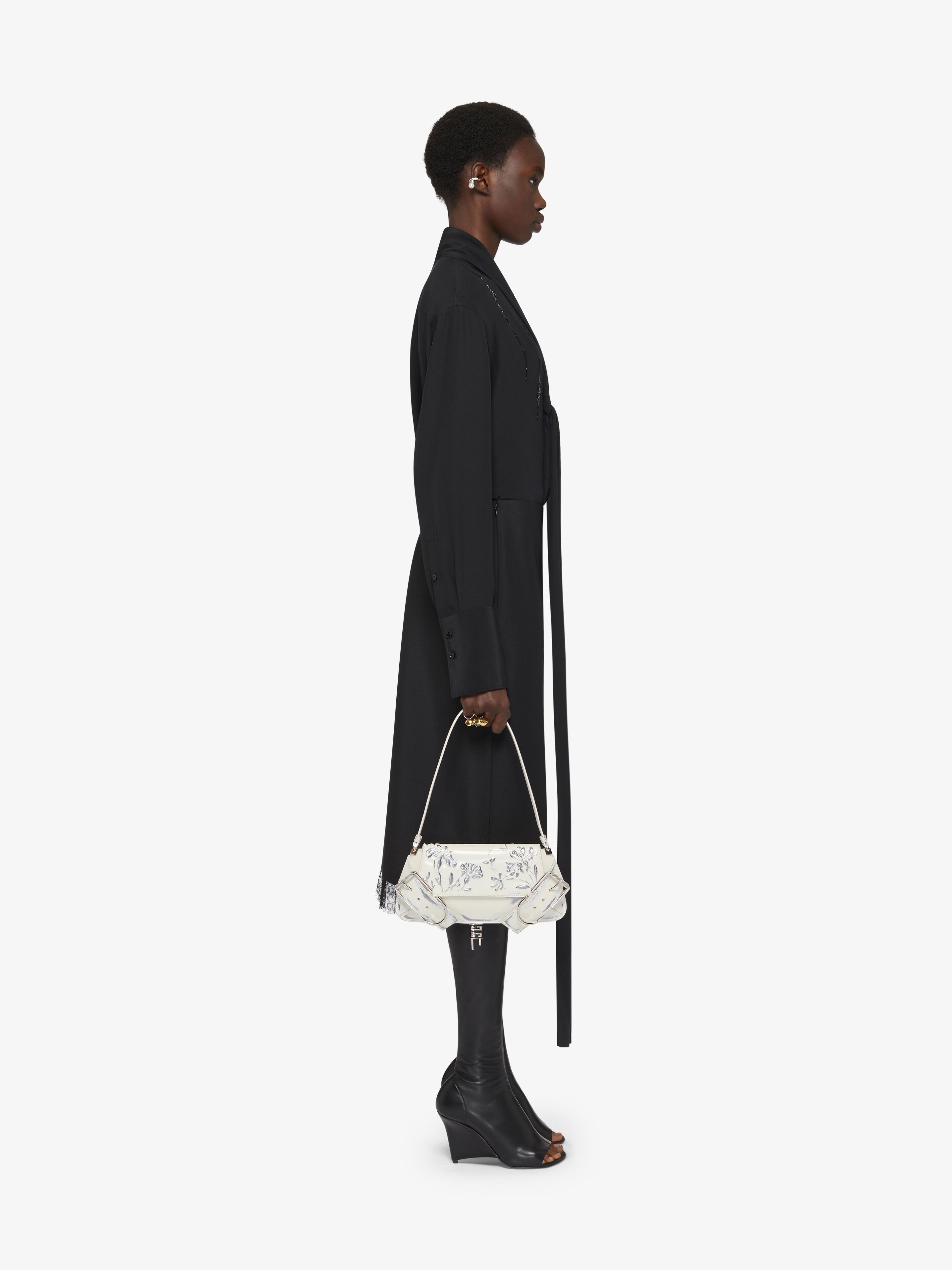 SKIRT IN WOOL AND MOHAIR WITH LACE - 3