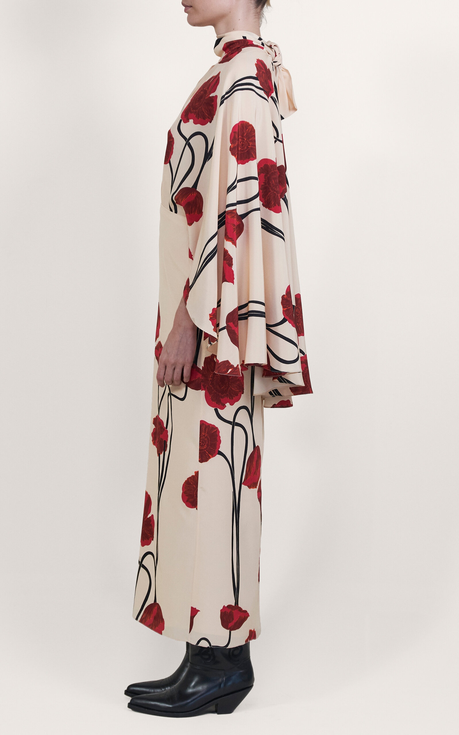 Parajes Lejanos Floral Silk Midi Dress ivory - 5