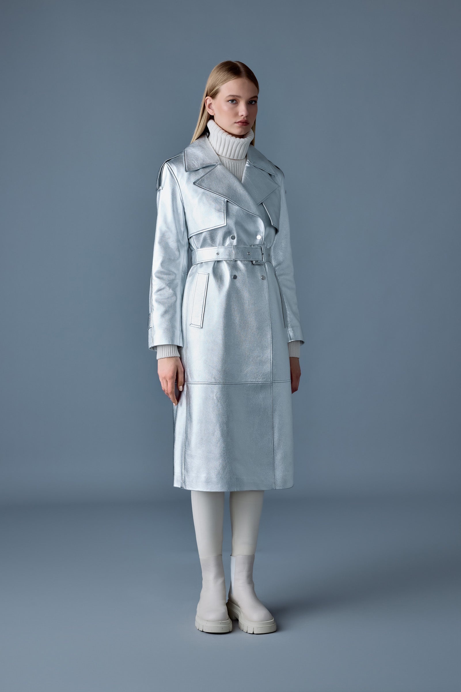 CARMELA-M Metallic laminate leather trench - 2