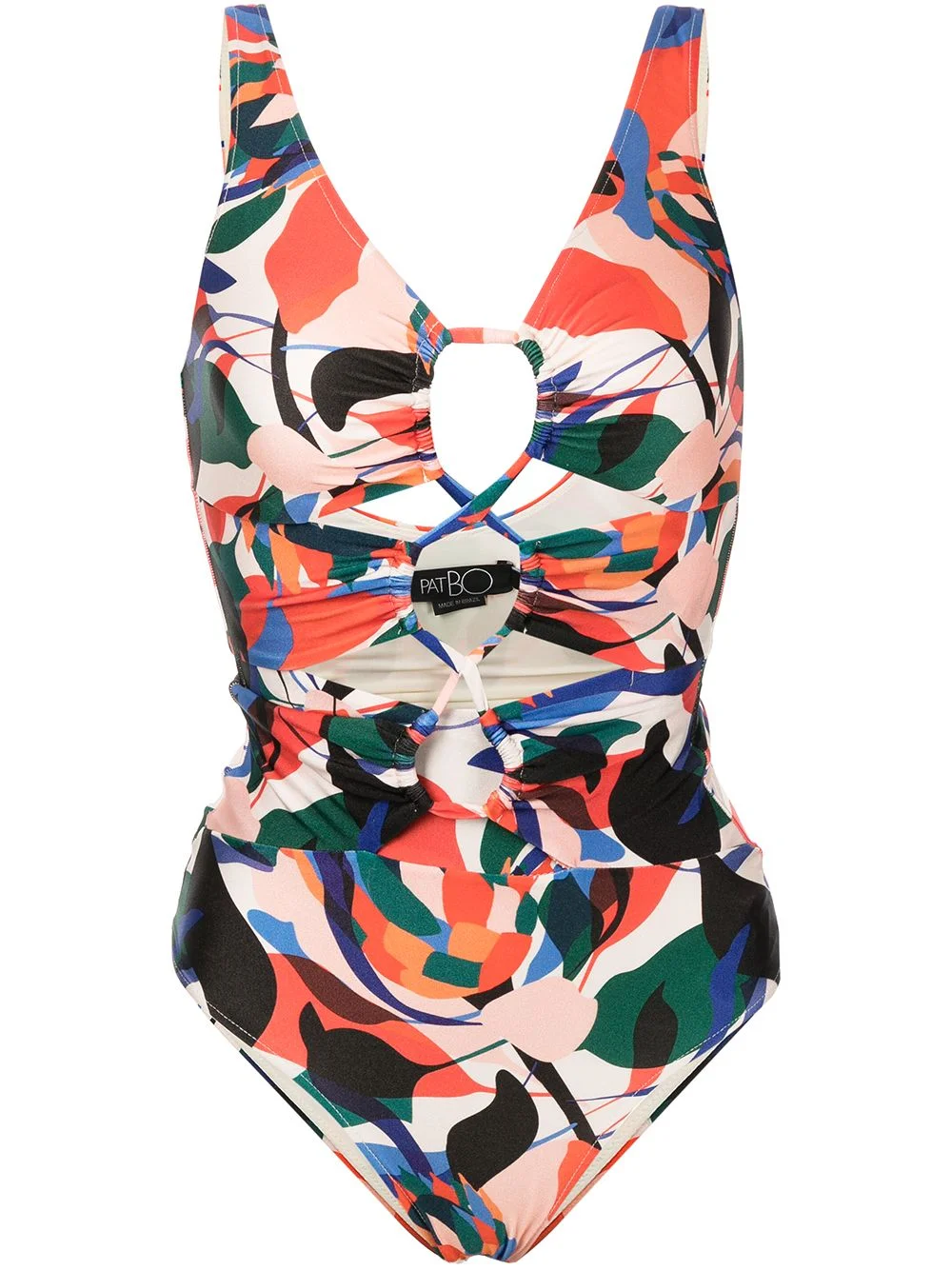 Moscow abstract-print lace-up swimsuit - 1