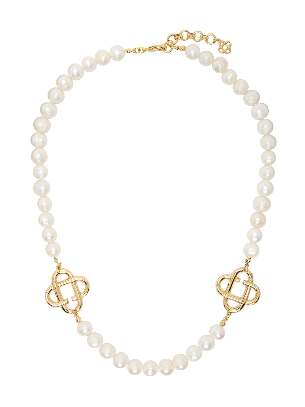 White Medium Pearl Logo Necklace - 1
