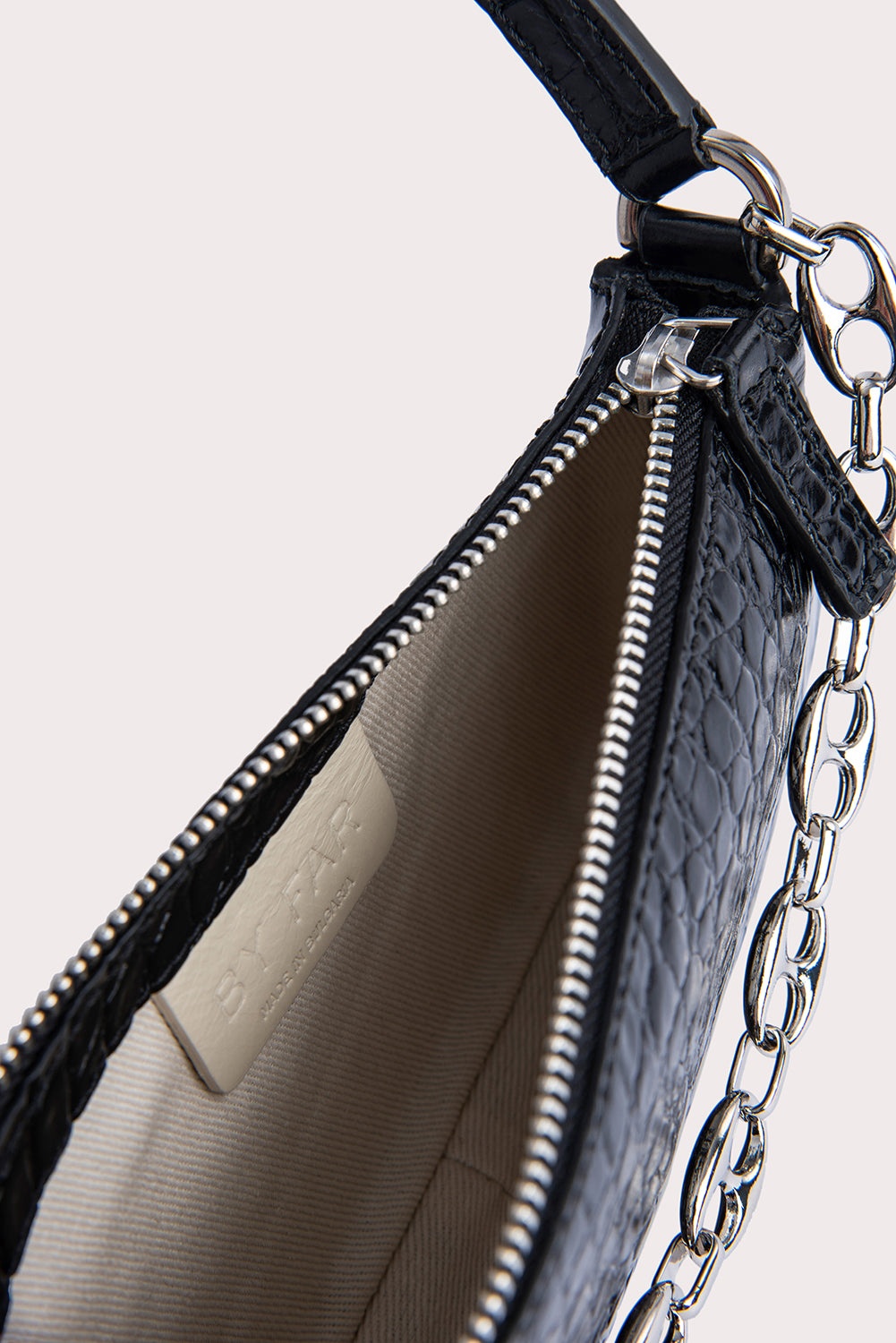 MINI RACHEL BLACK CROCO EMBOSSED LEATHER - 4