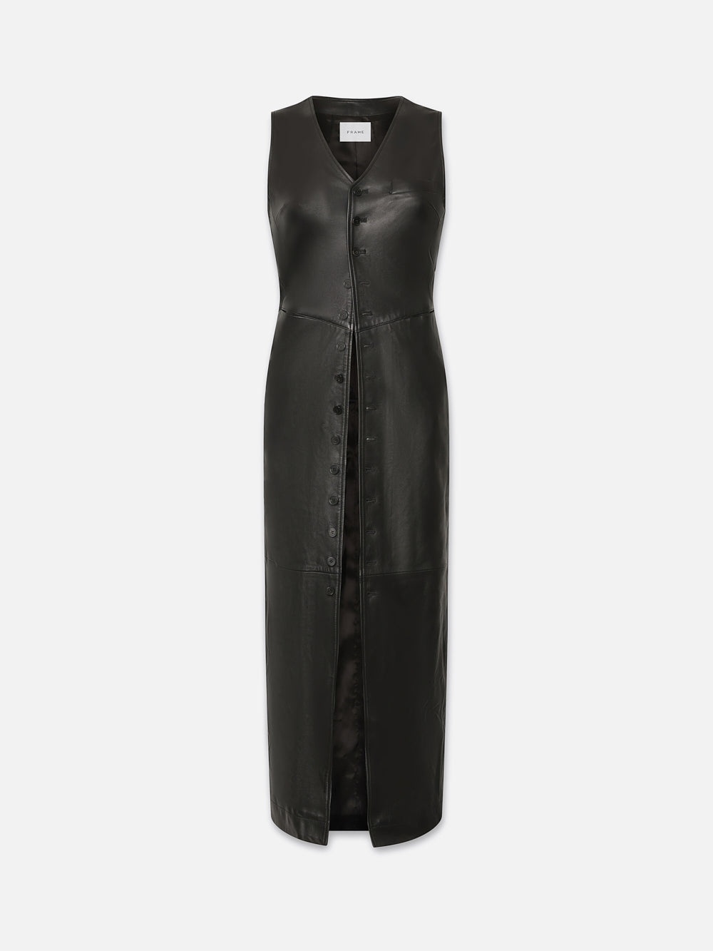 Leather Midi Vest Dress in Black - 4