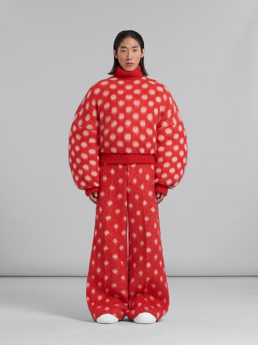 RED MOHAIR TROUSERS WITH POLKA DOTS - 2