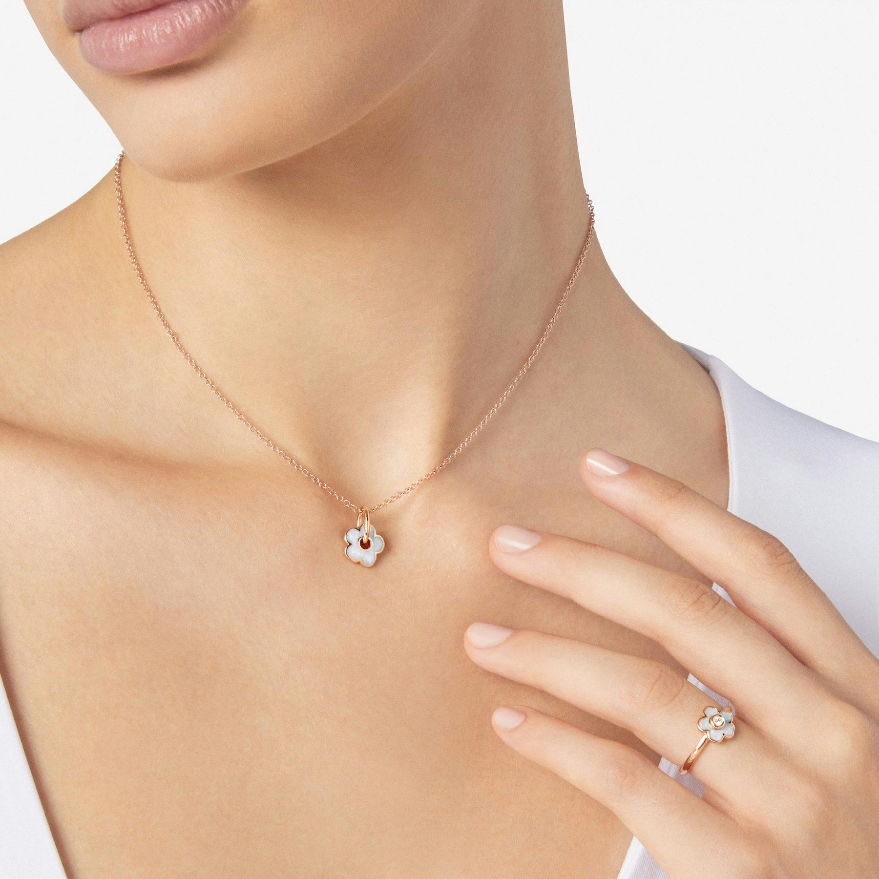 ROSE GOLD & ENAMEL FLOWER CHARM - 2
