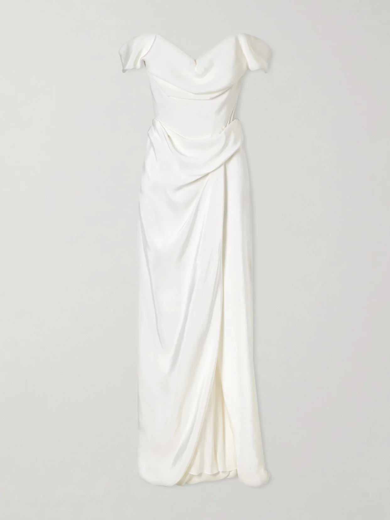 Mabel Off-the-shoulder Draped Silk-cady Gown - 1