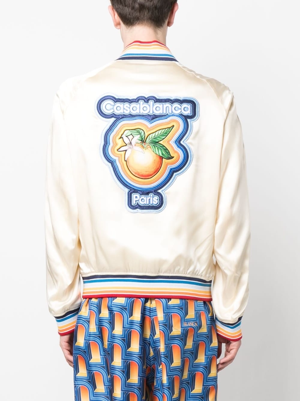 logo-patch bomber jacket - 4