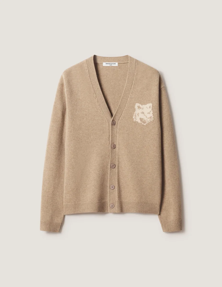 FOX HEAD INTARSIA MERINO CARDIGAN - 1