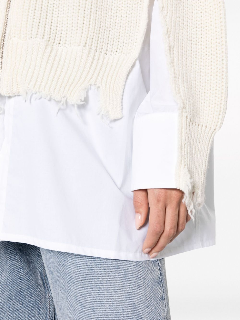 distressed-finish shirt-underlayer jumper - 5