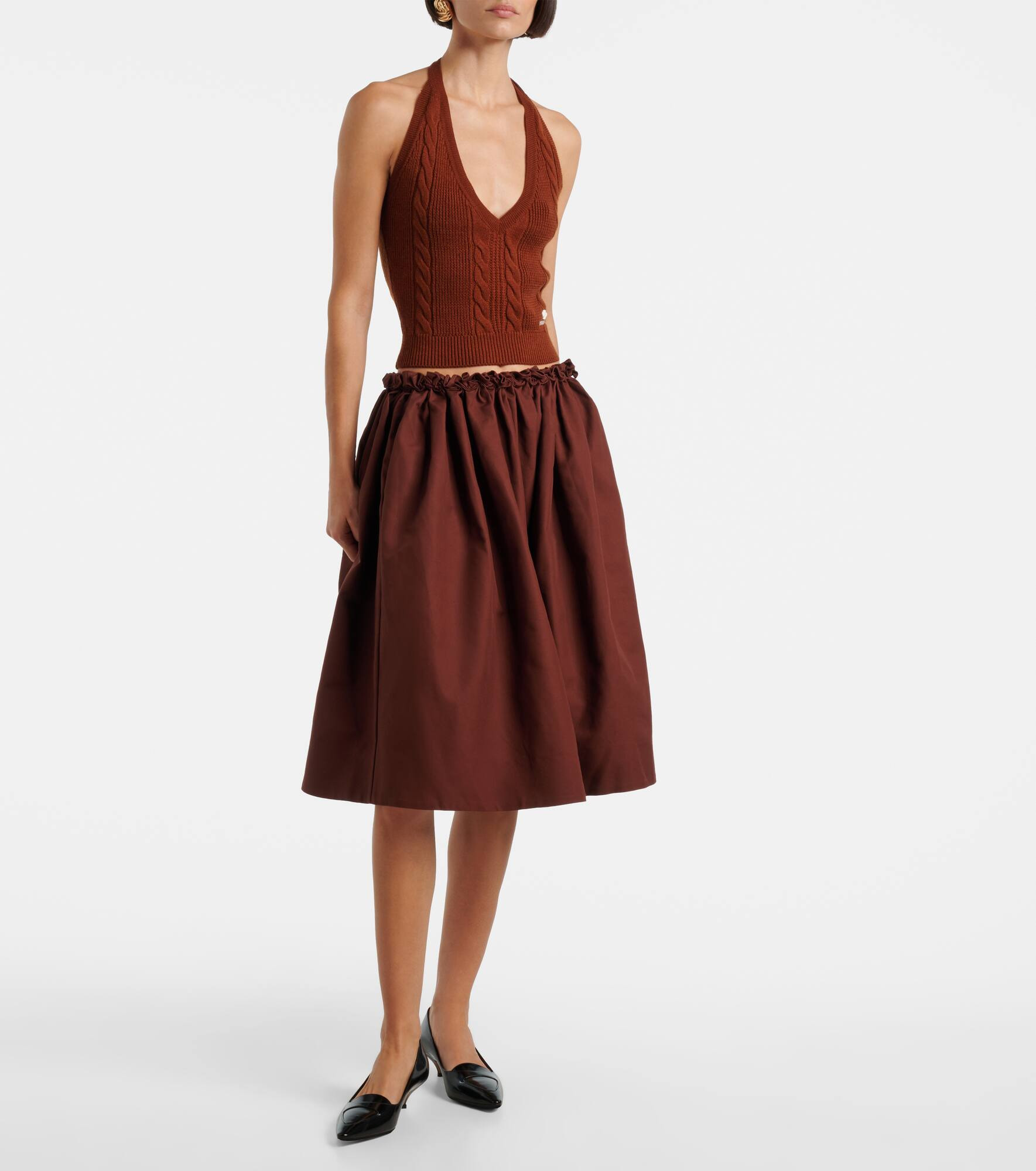 Cable-knit halterneck wool top - 2