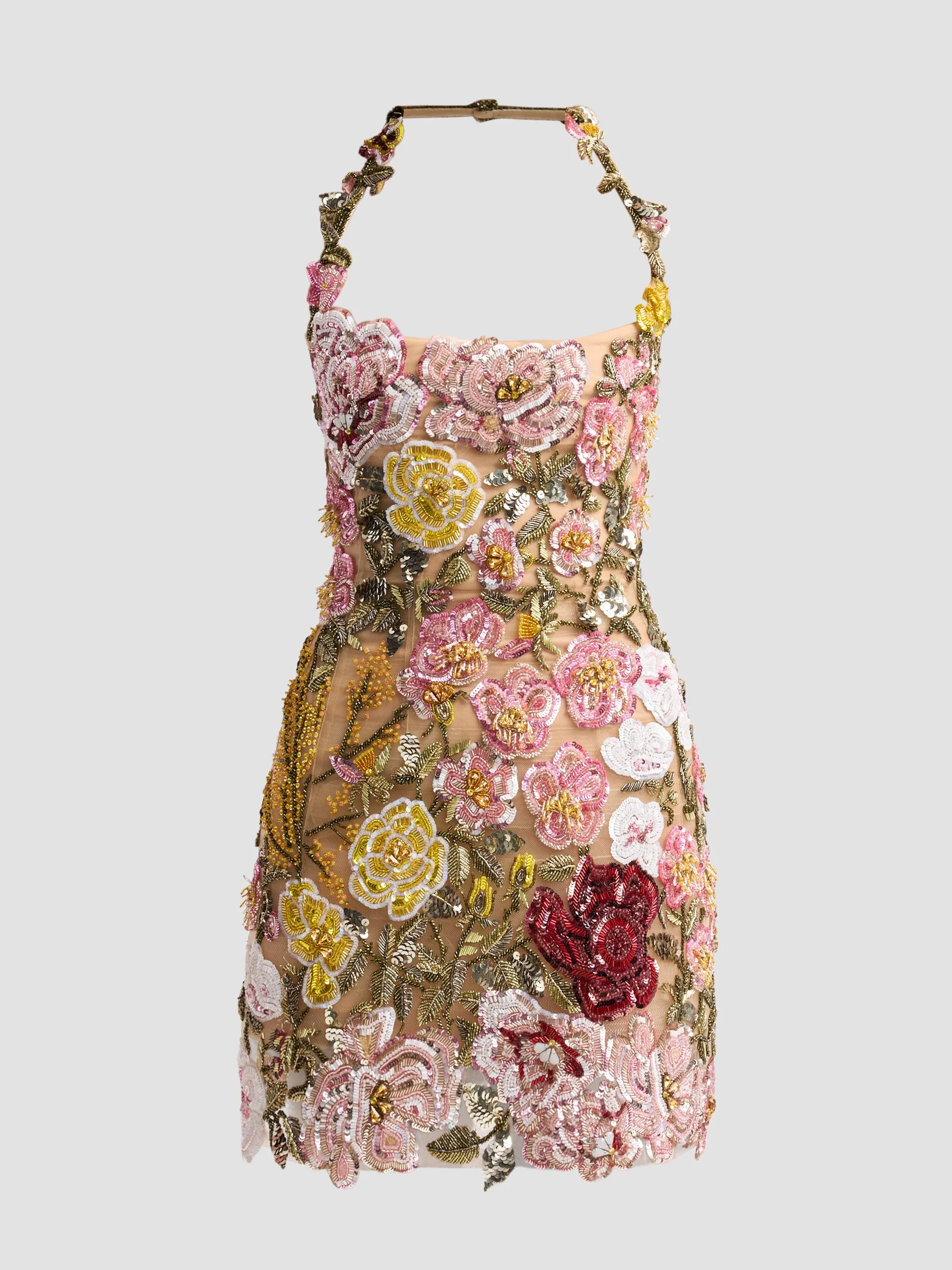 Women's Floral-Embroidered Halter Cocktail Dress - Multi - 1