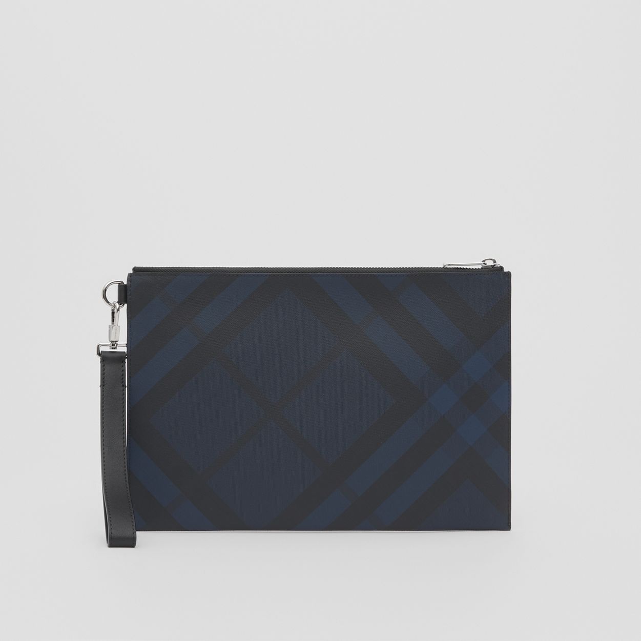 London Check and Leather Zip Pouch - 5