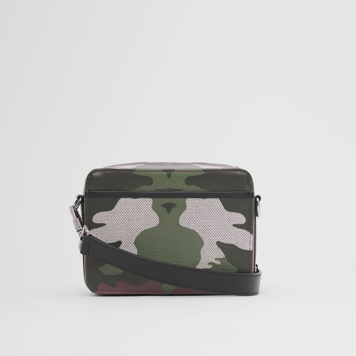 Camouflage Print Canvas and Leather Crossbody Bag - 8