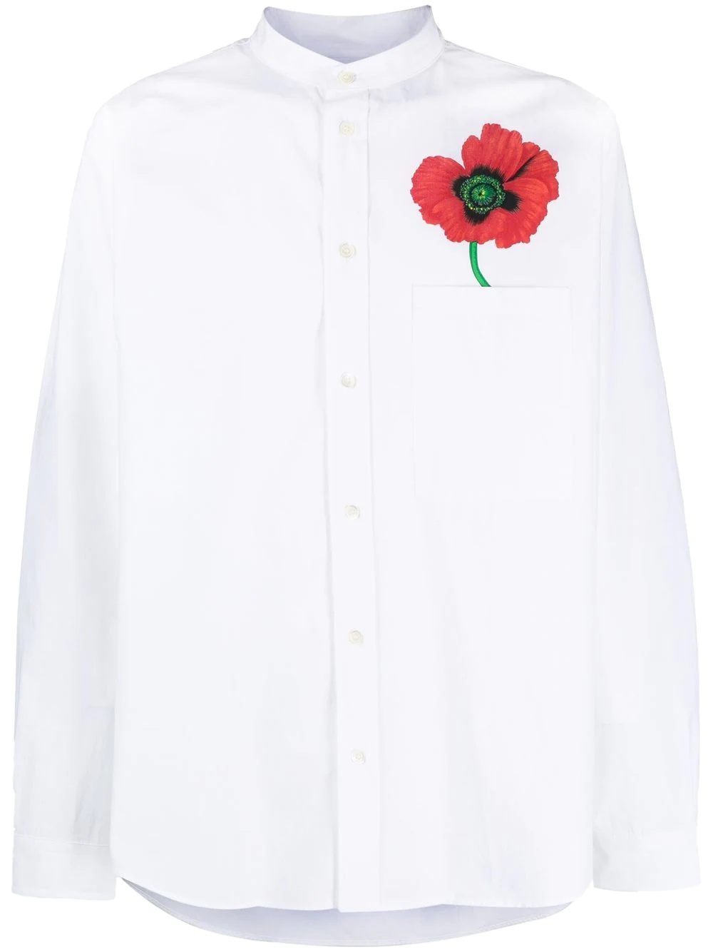 poppy print button-down shirt - 1