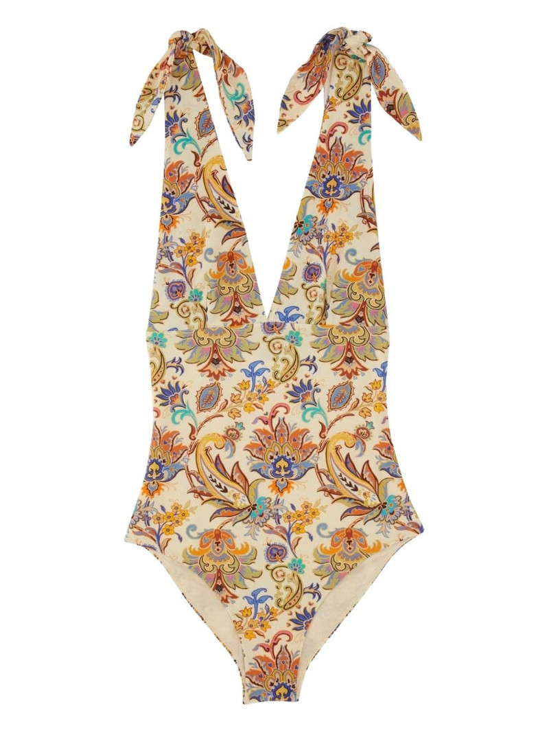 tie-shoulder paisley-print swimsuit 1