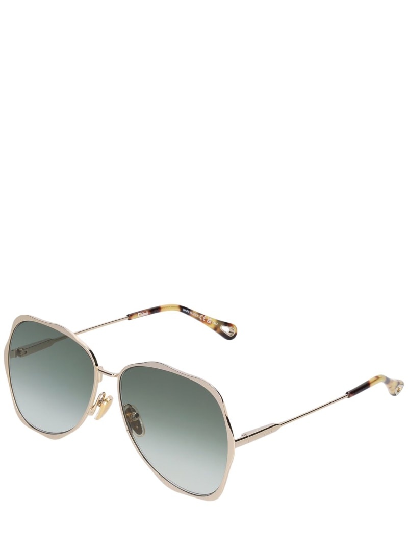 Oval oversize metal sunglasses - 3