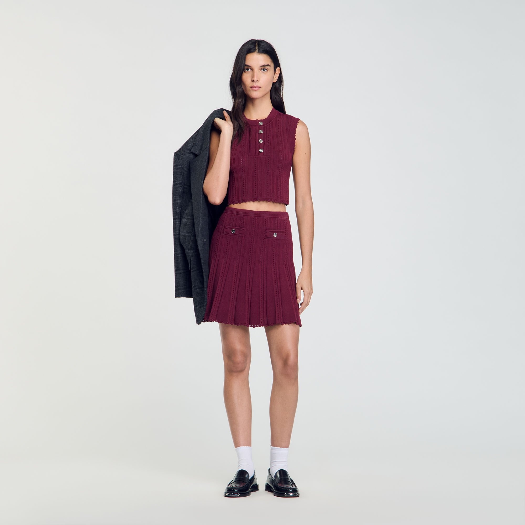 SHORT PLEATED KNIT SKIRT - 2
