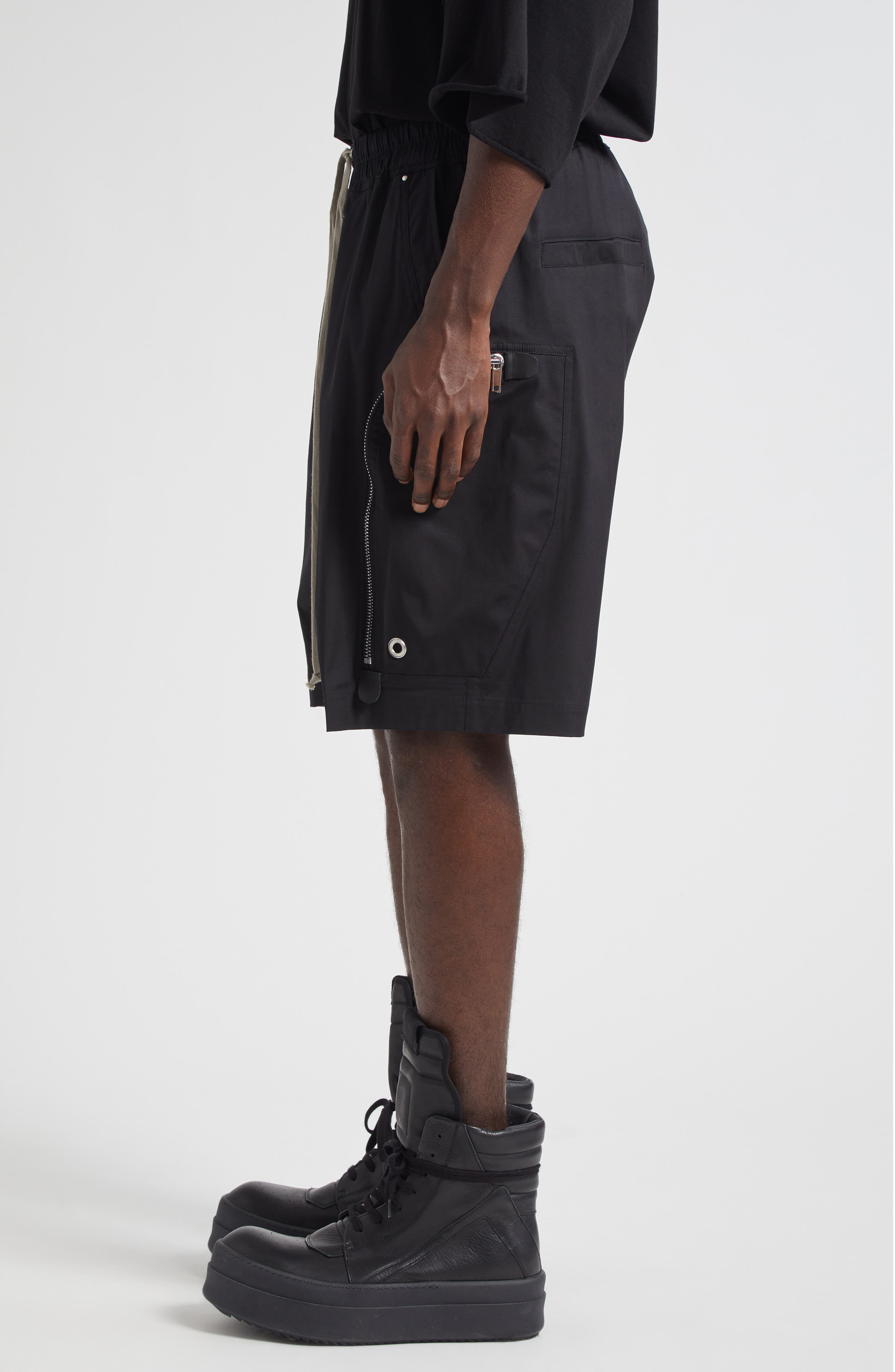 Rick Owens Bauhaus Bela Drawstring Cargo Shorts in Black at Nordstrom - 4