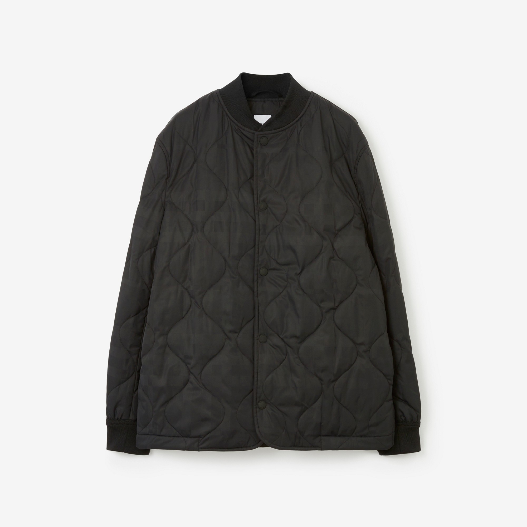 Quilted Check Nylon Bomber Jacket - 1