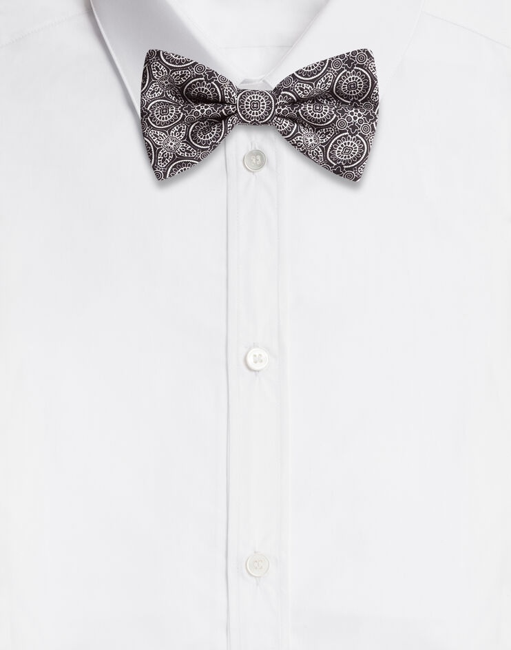 Silk bow tie with tie print - 1