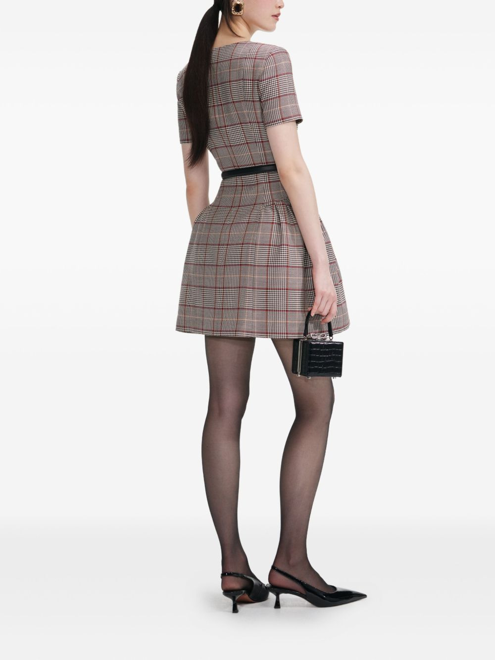 checked short sleeve mini dress - 4