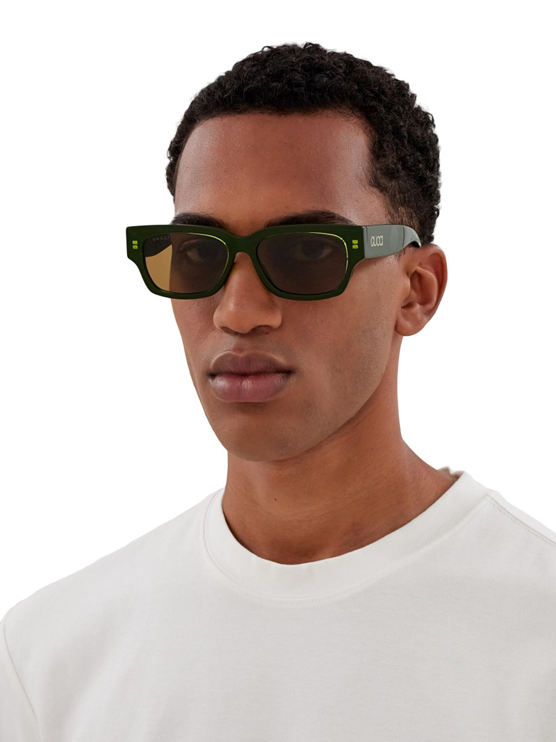 Men's Gucci Lacquered 54MM Squared Sunglasses - Silver Green Brown 1