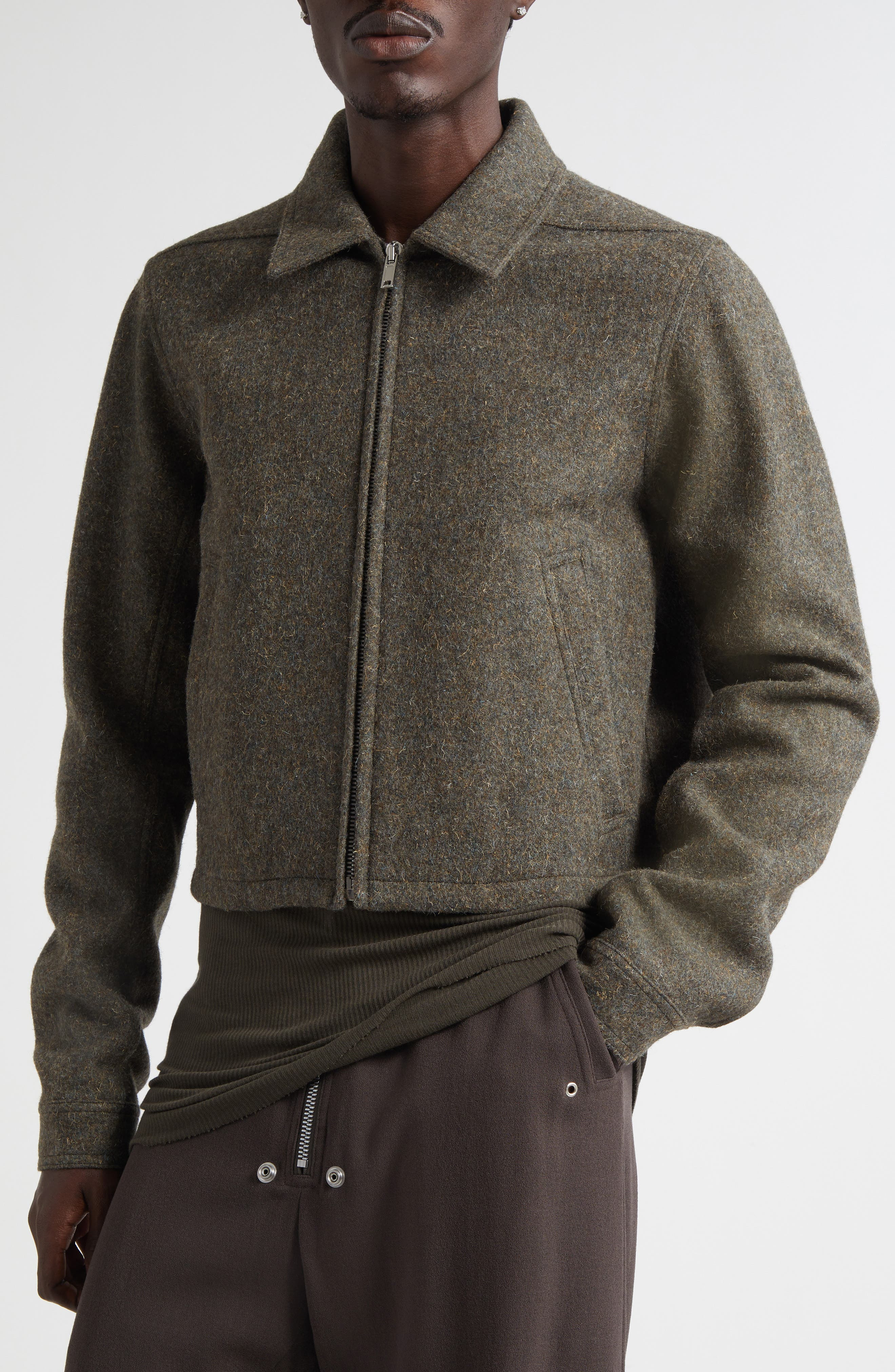 Rick Owens Concordians Alice Brad Wool Jacket in Bosco at Nordstrom - 5