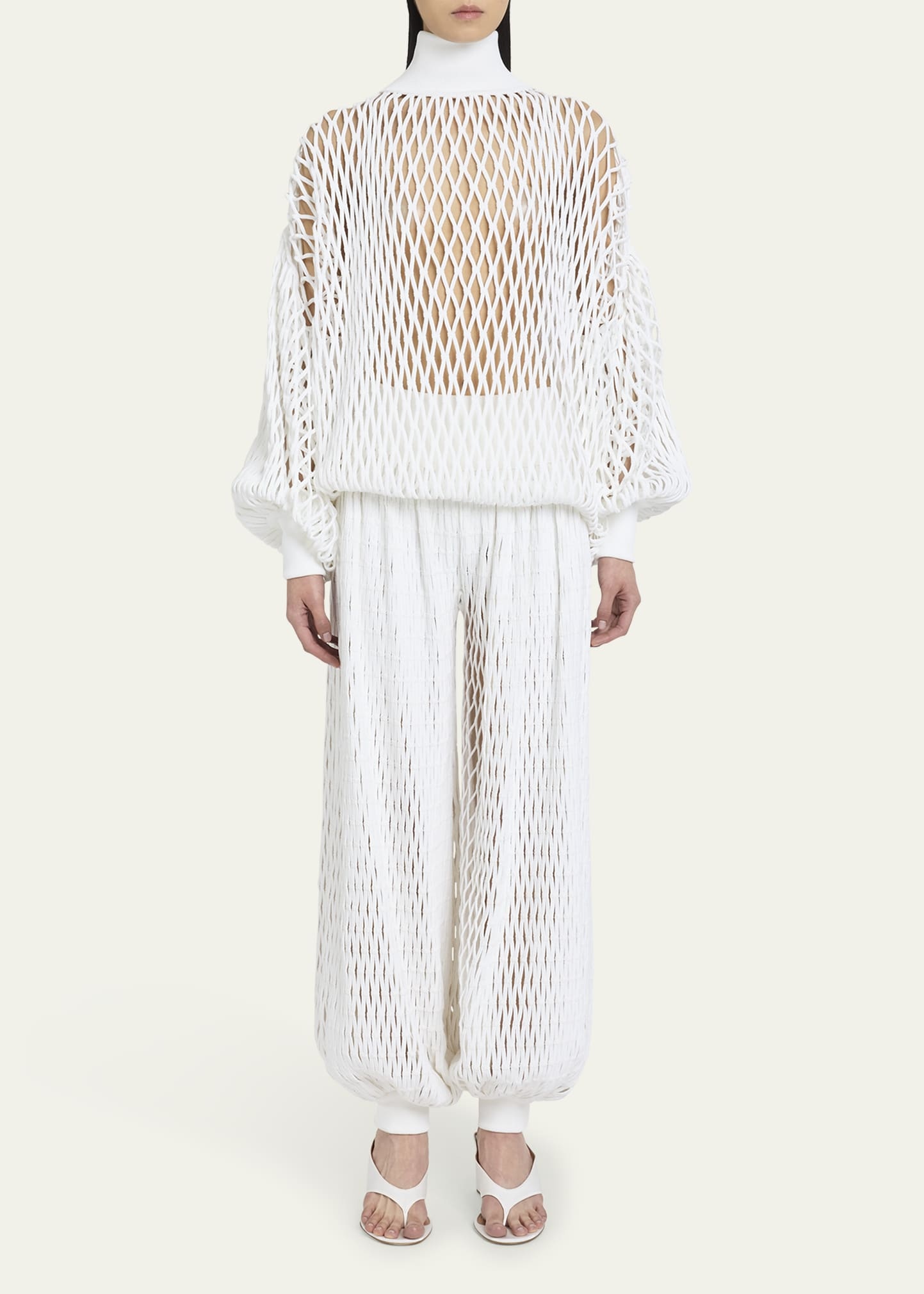 Macrame Knit High-Neck Sweater - 2