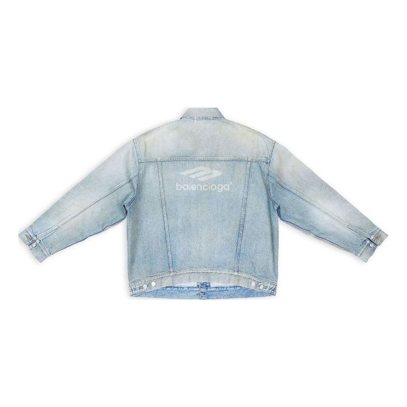Balenciaga 3B Sports Vintage Denim Jacket Large Fit 'Light Blue' 704299TJW798469 - 2