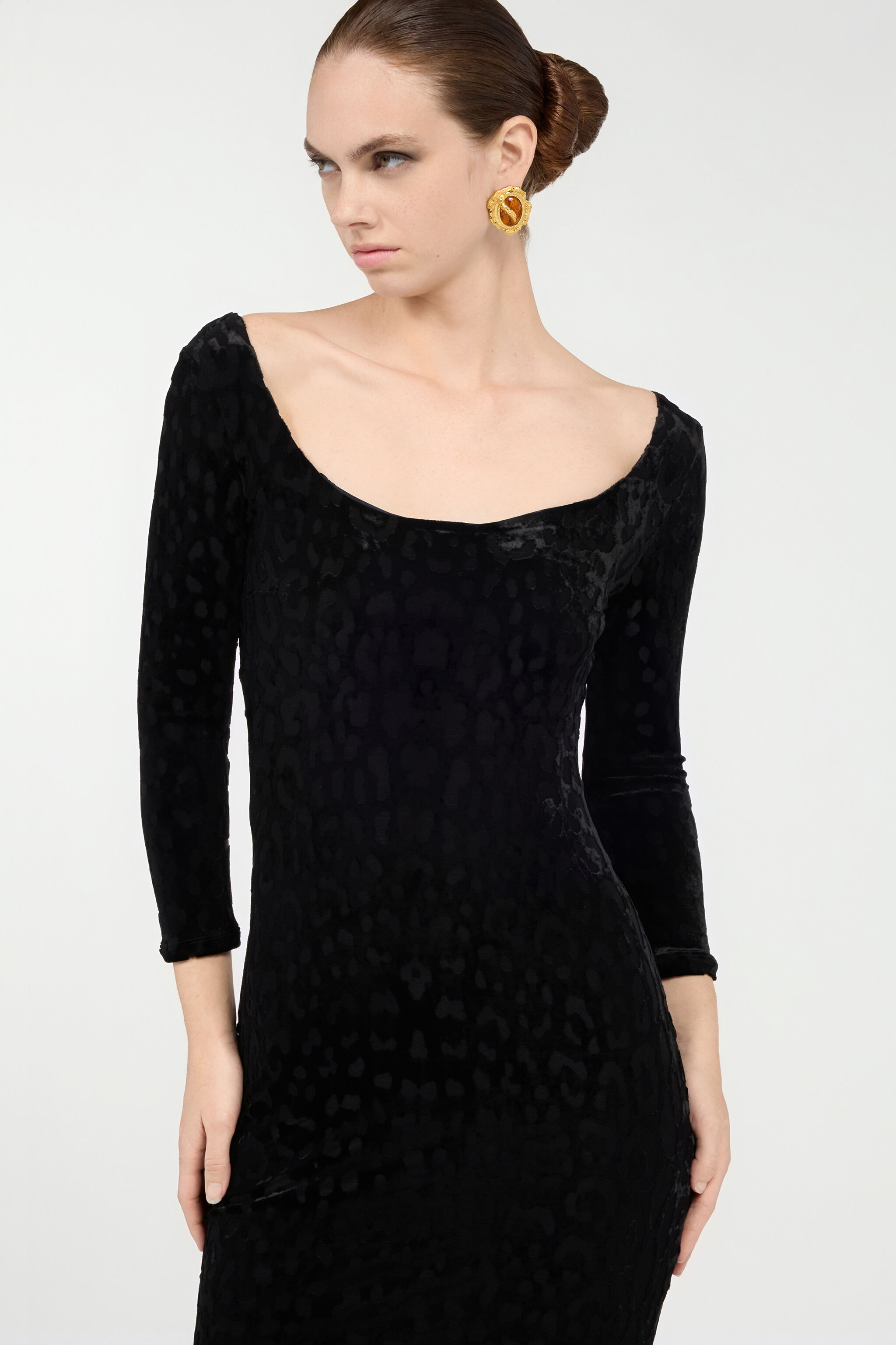 Black Sheath Dress With Jaguar Skin Pattern - 6