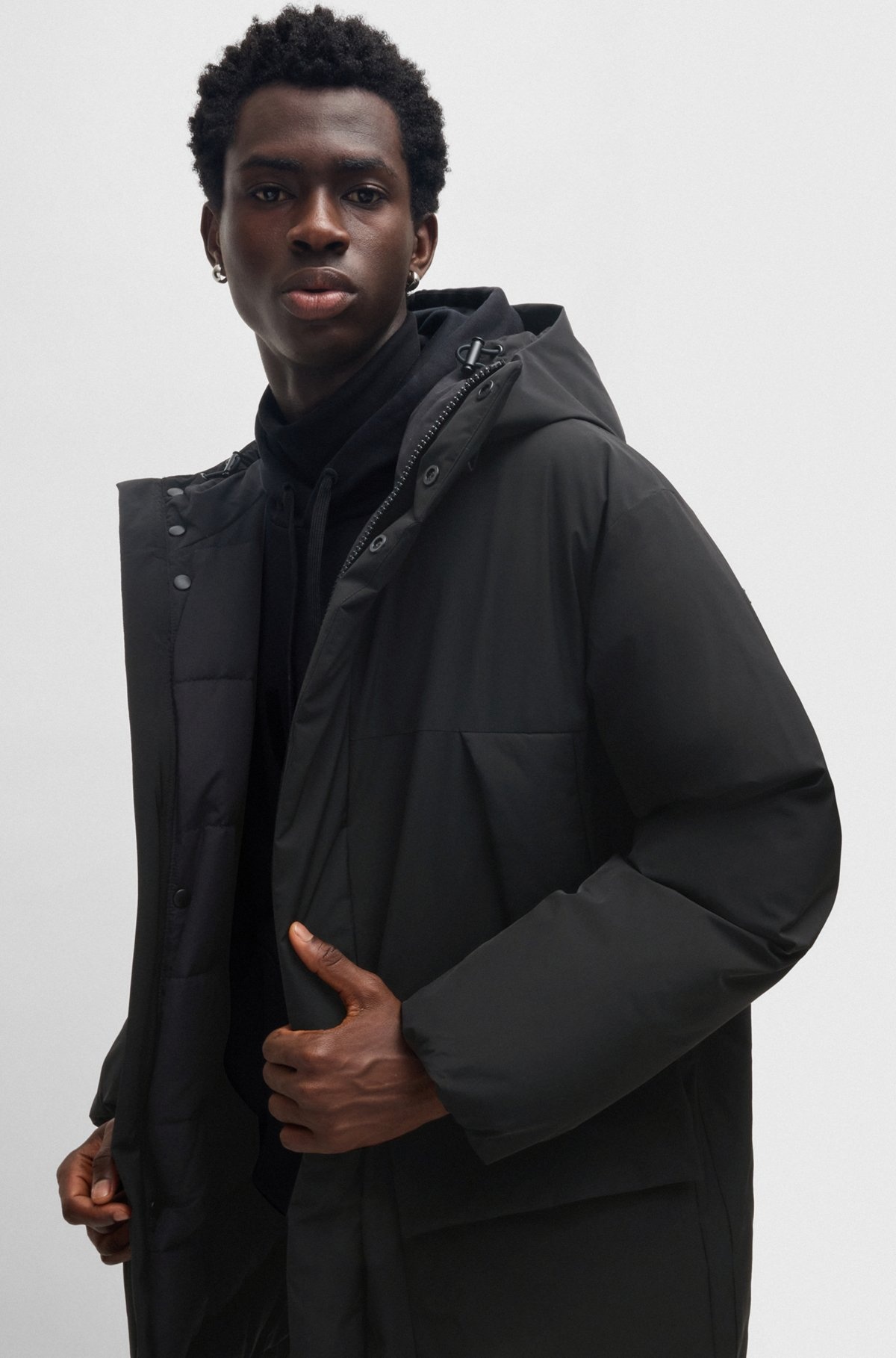 WATER-REPELLENT PARKA JACKET IN SUPERBLACK FABRIC - 6