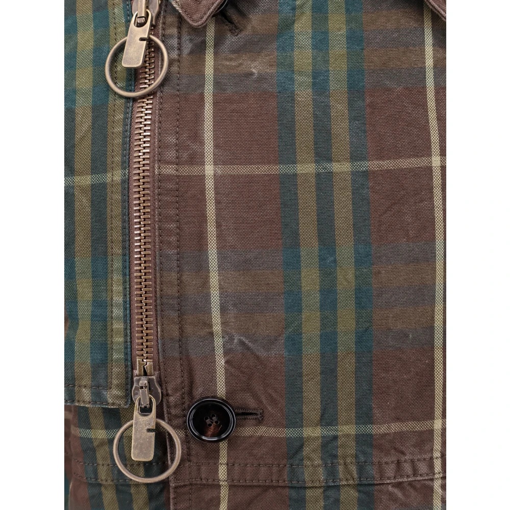 CHECK MOTIF COTTON TRENCH COAT - 4