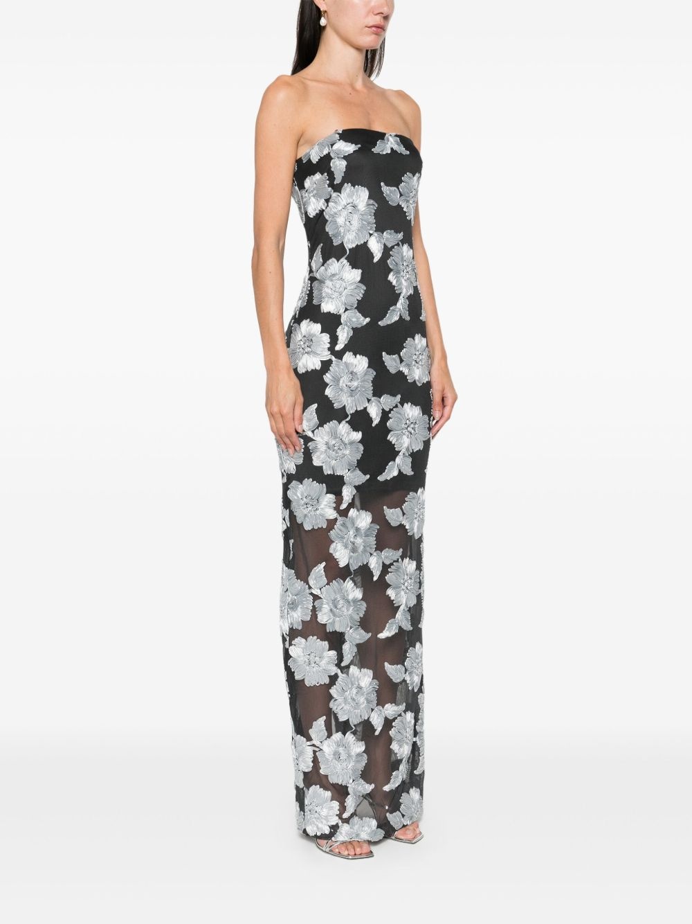 flower mesh maxi dress - 3
