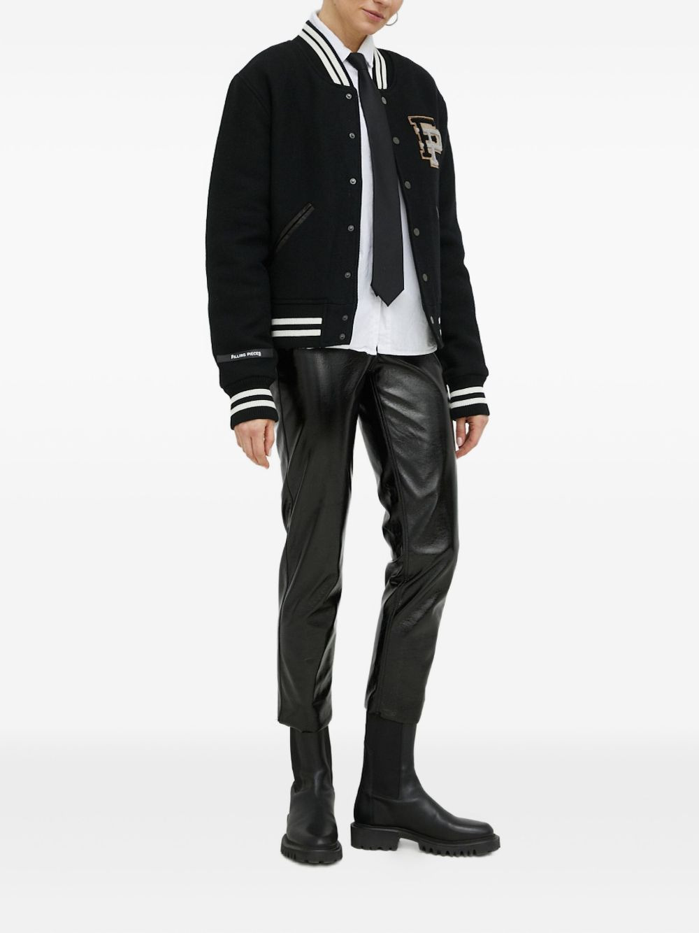 varsity-style logo-patch bomber jacket - 3