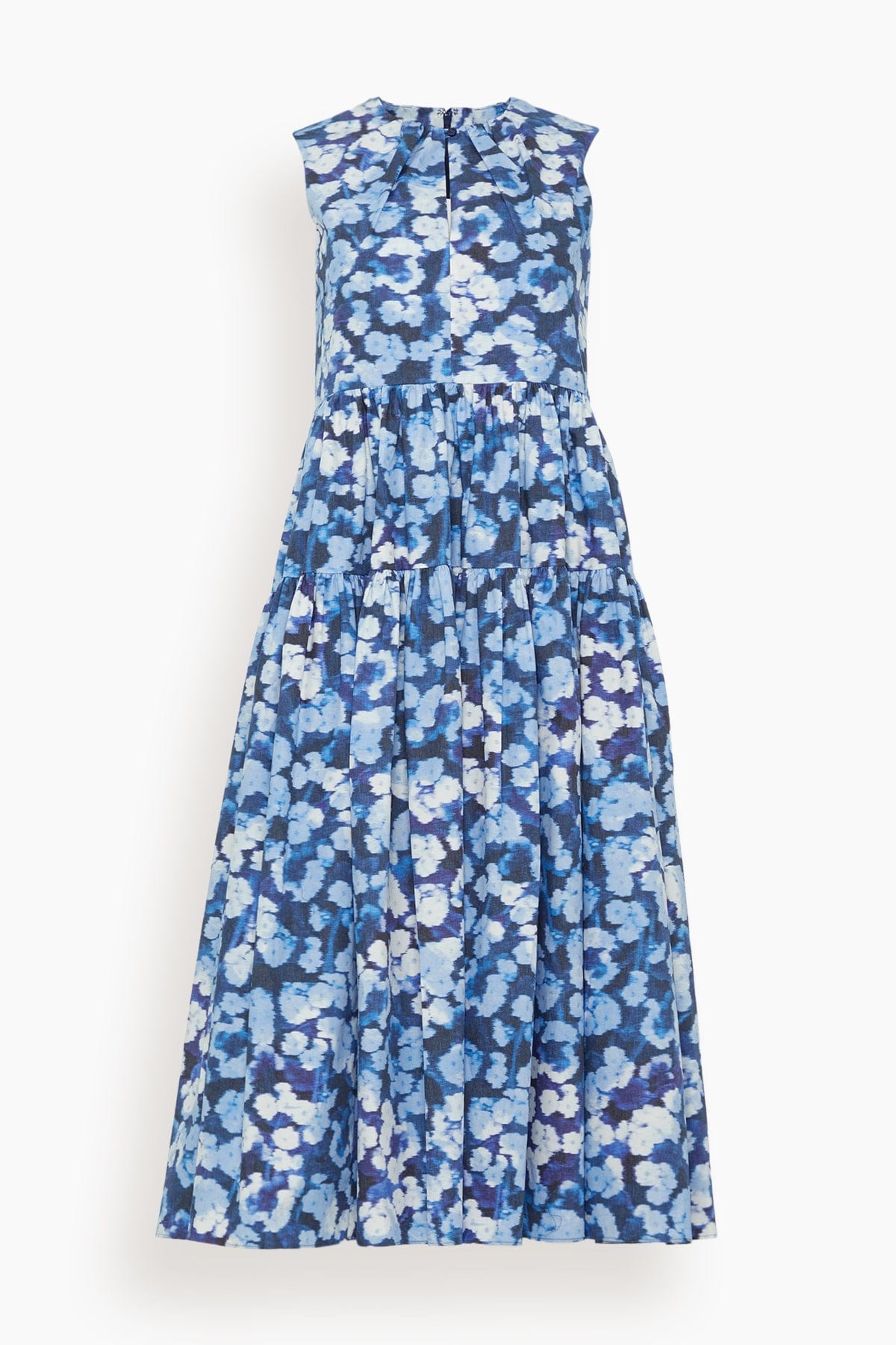 Sleeveless Full Skirt Midi Dress in Havelock Blossom Indigo - 1