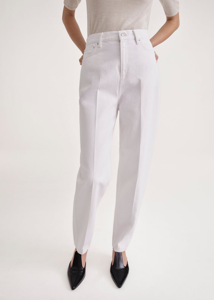 Tapered leg denim coated white - 4