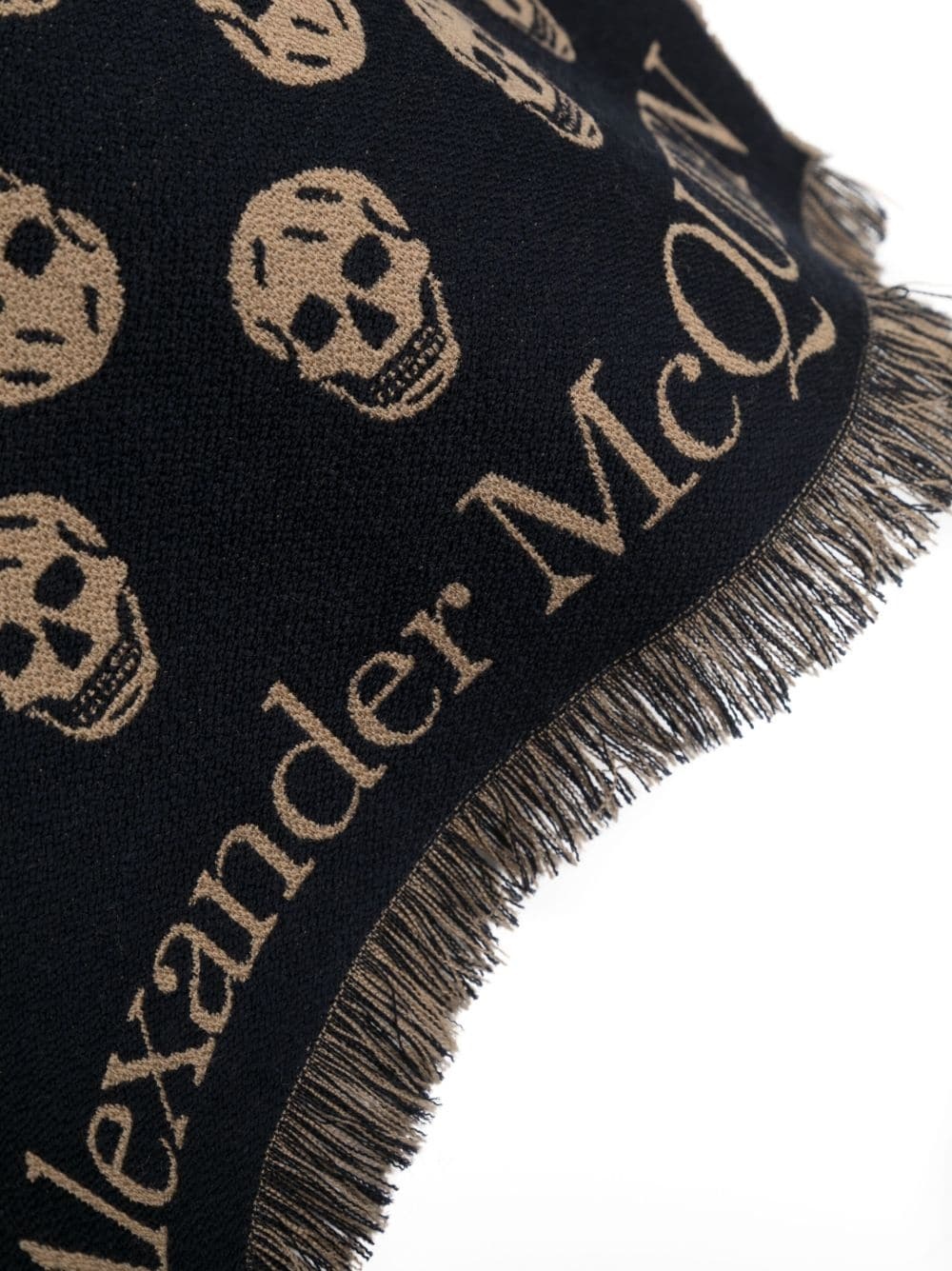 skull-jacquard fringed wool scarf - 2