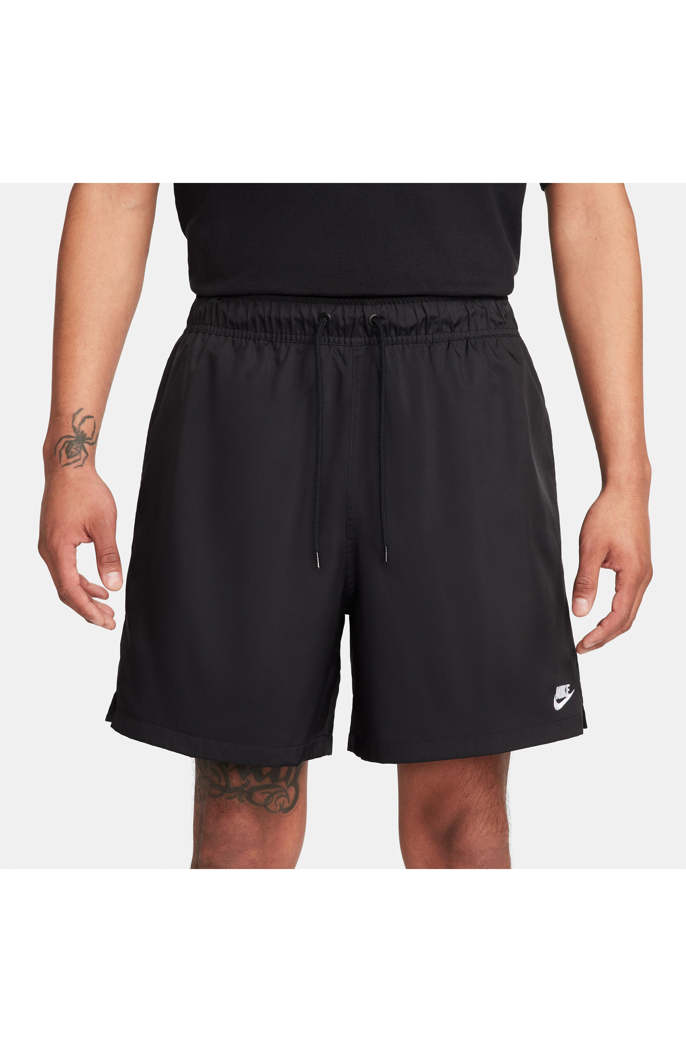 Nike Club Woven Flow Shorts in Black/White at Nordstrom - 6