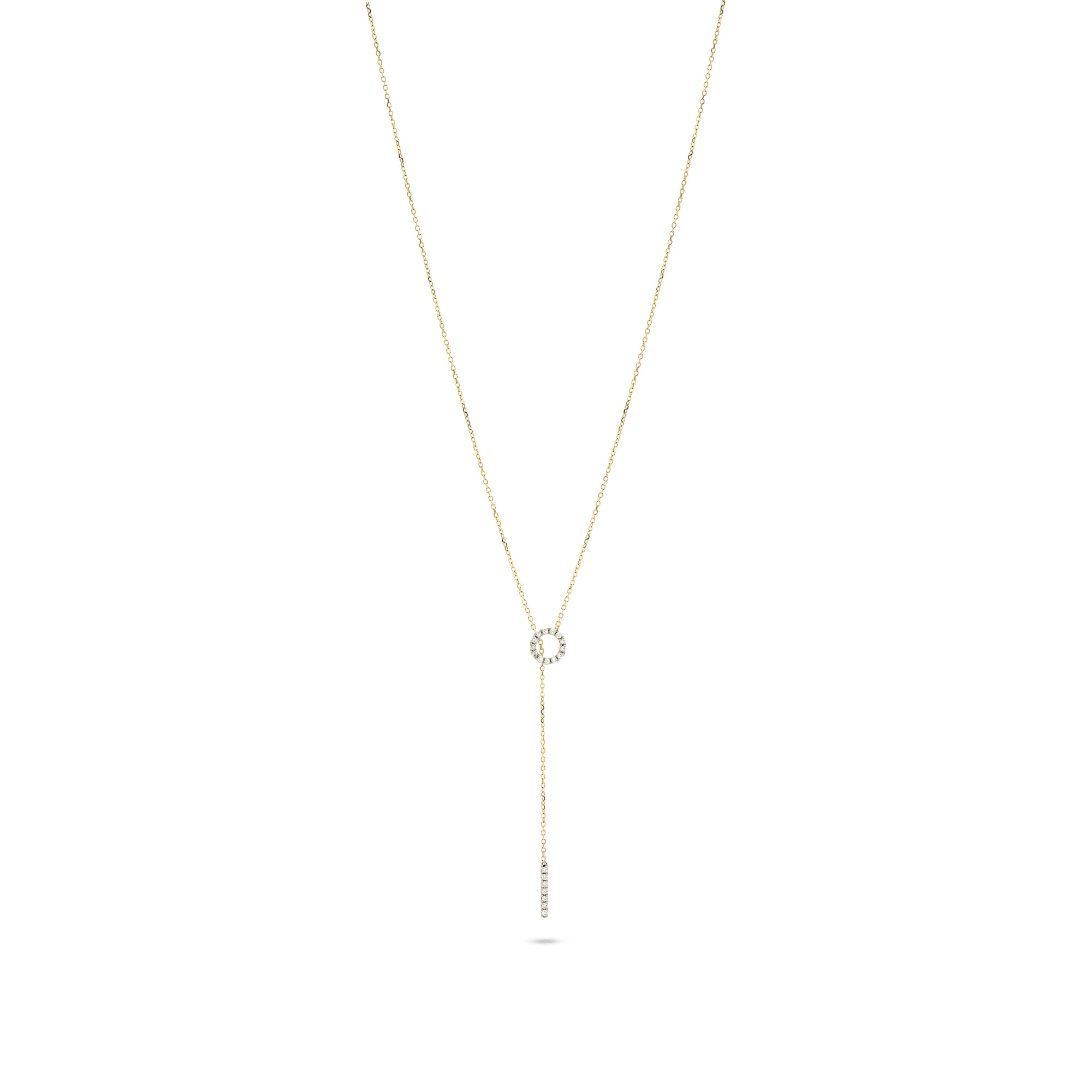 Pave Diamond Open Circle Lariat Necklace - 4