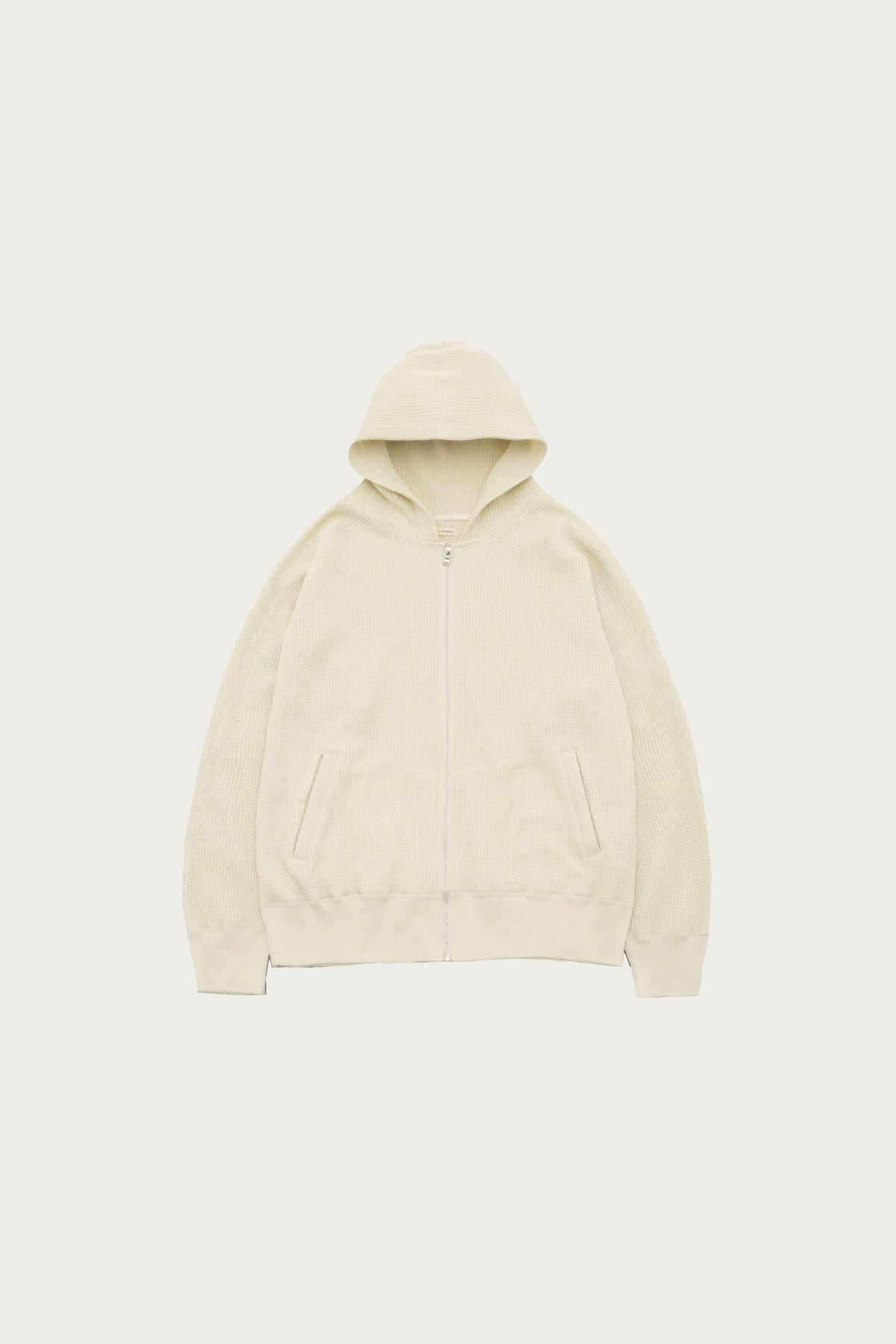 Zip-Up Thermal Hoodie - Natural - 1