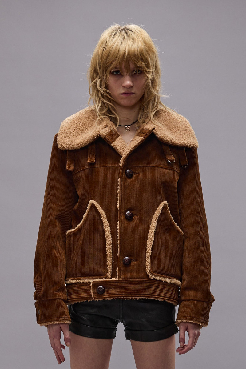 OVERSIZED COLLAR JACKET - BROWN CORDUROY - R13 4