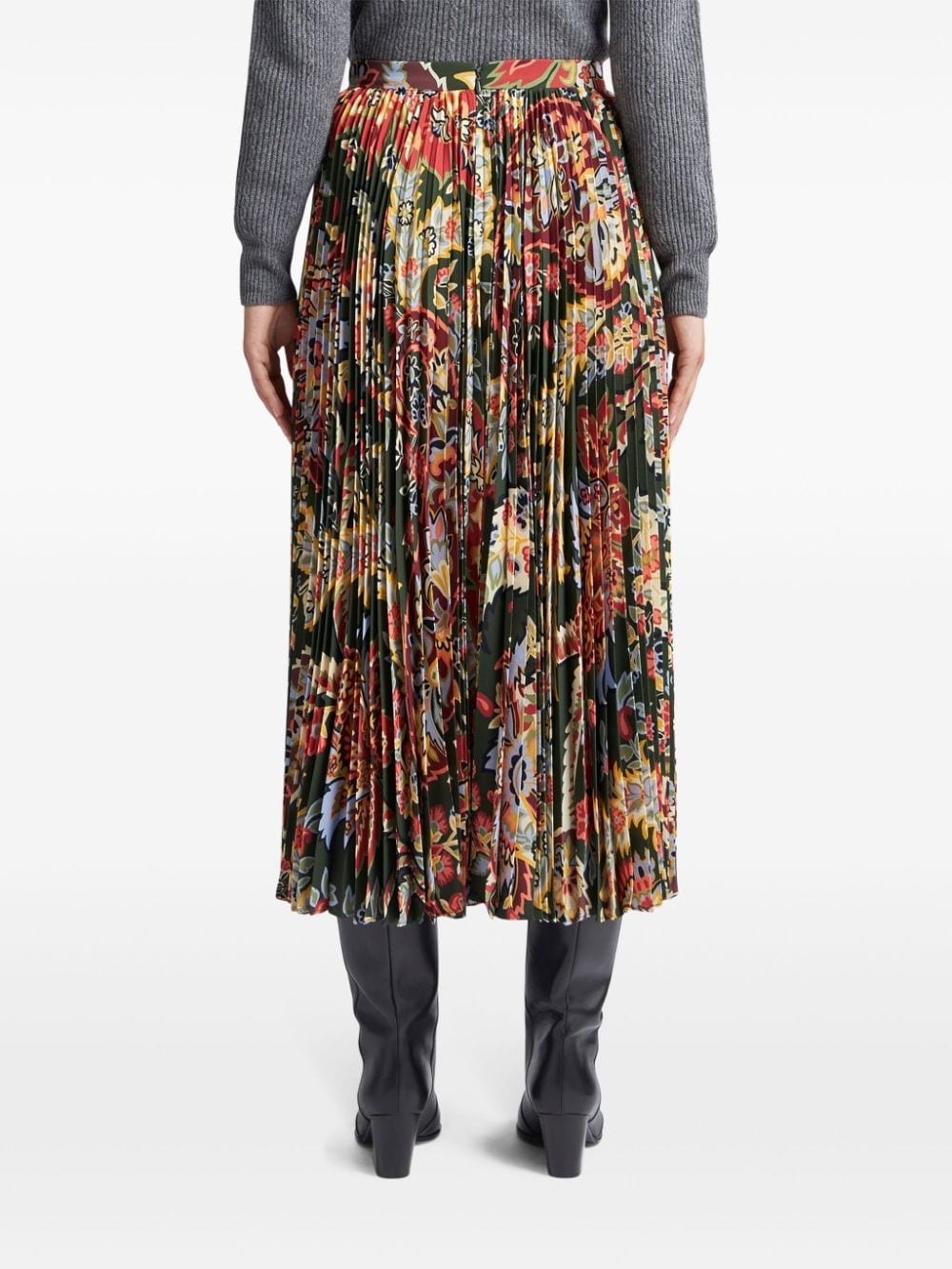 paisley-print pleated midi skirt - 4