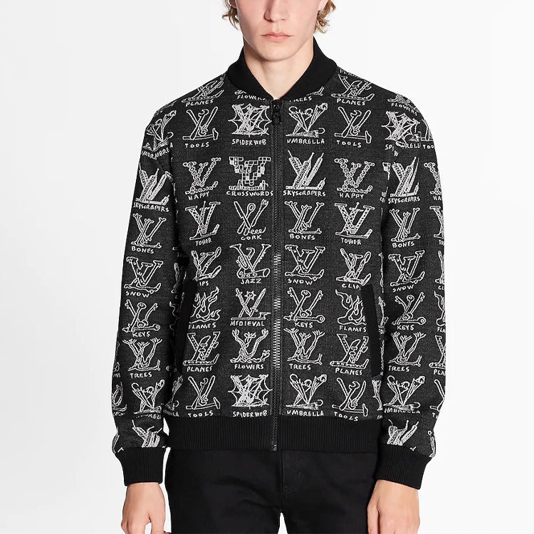 LOUIS VUITTON LV Jacquard Zipper Waist Jacket For Men Black 1A8GVC - 4