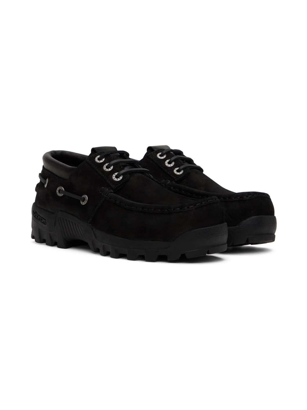 Black Vibram Sole Boat Shoes - 4